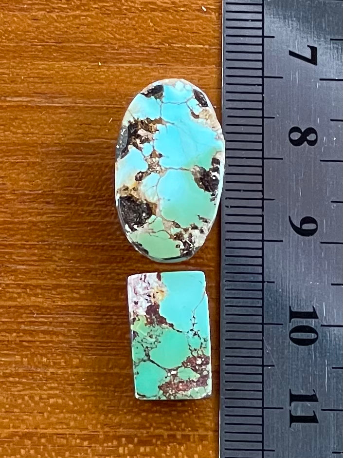 2 Fantastic Polychrome Persian Turquoise Stones – Neishabour Mine, Iran, Not-stabilized (#N50)