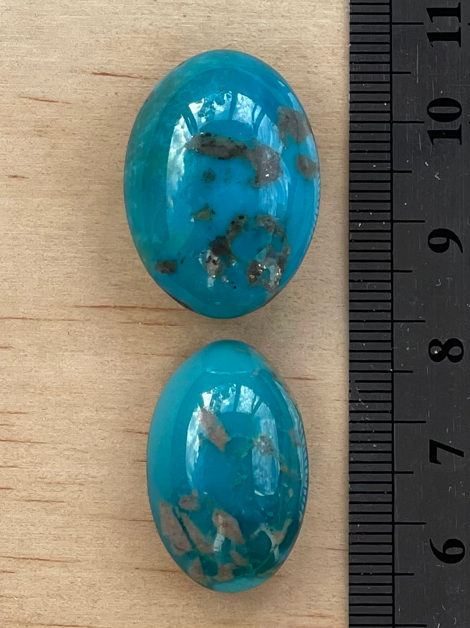 2 Lovely Turquoise Stones from Kerman Mine, Iran. Blue-Green (#K42)