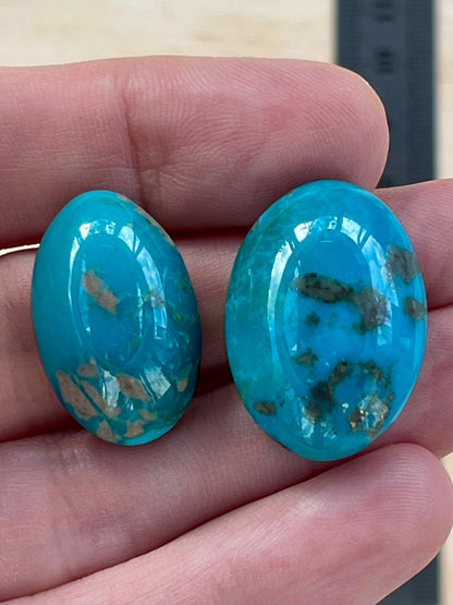 2 Lovely Turquoise Stones from Kerman Mine, Iran. Blue-Green (#K42)