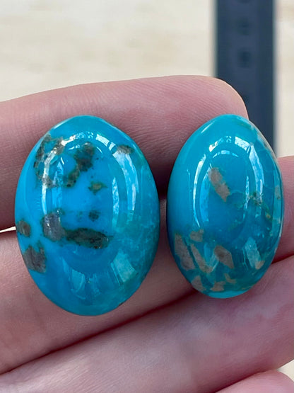 2 Lovely Turquoise Stones from Kerman Mine, Iran. Blue-Green (#K42)