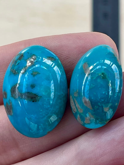 2 Lovely Turquoise Stones from Kerman Mine, Iran. Blue-Green (#K42)