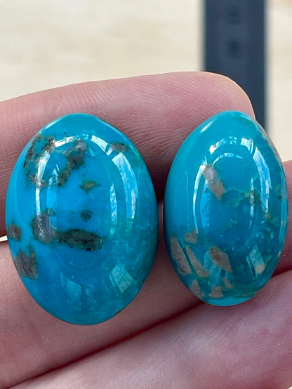 2 Lovely Turquoise Stones from Kerman Mine, Iran. Blue-Green (#K42)
