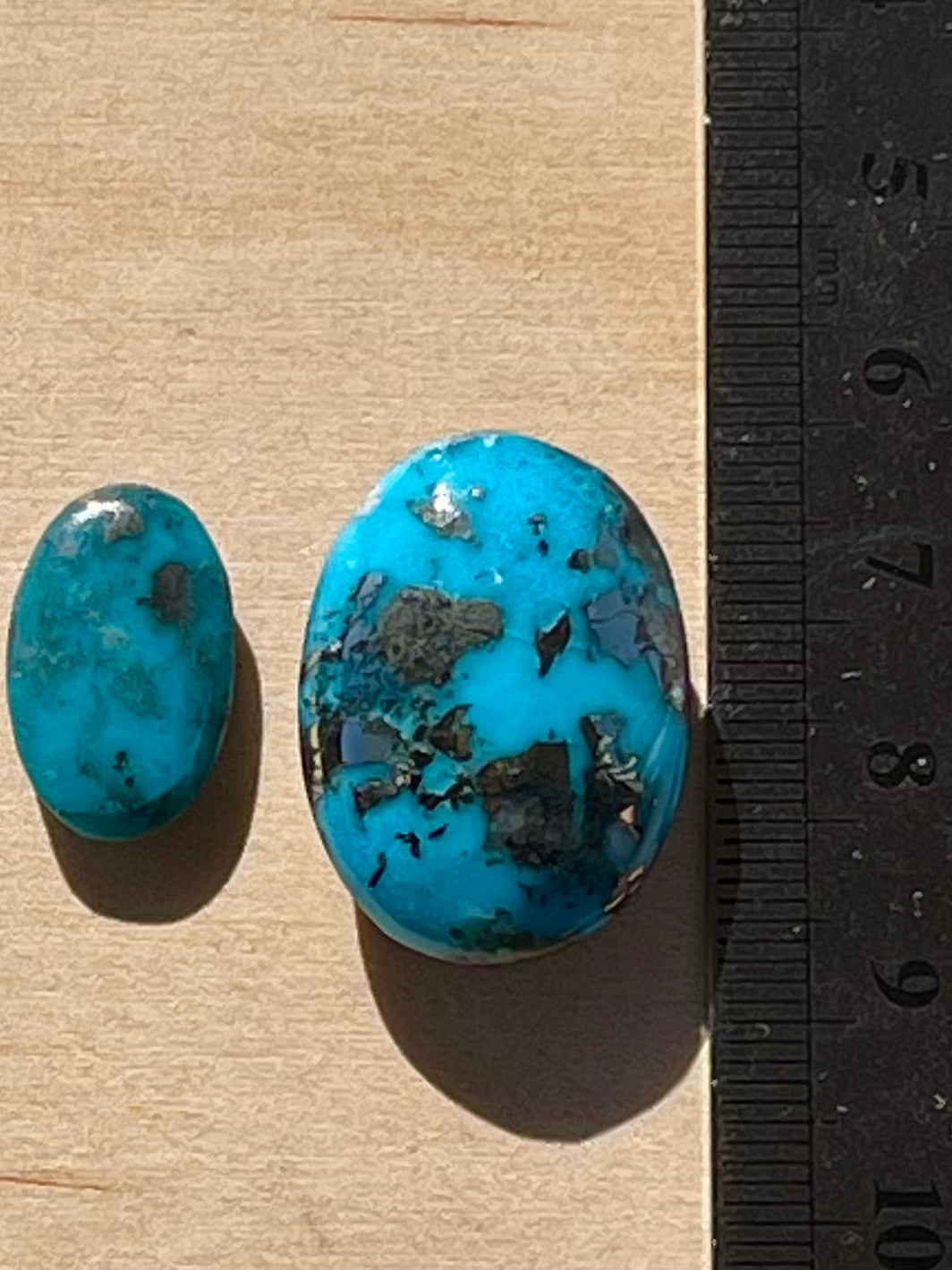Two Absolutely Amazing Turquoise Stones with Golden Pyrite Crystals from Kerman Mine, Iran. (#K34)