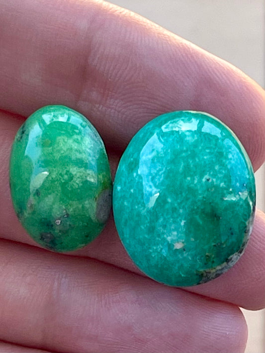 ✨ Rare Green Turquoise with Pyrite – Exclusive Set of Two ✨ K36