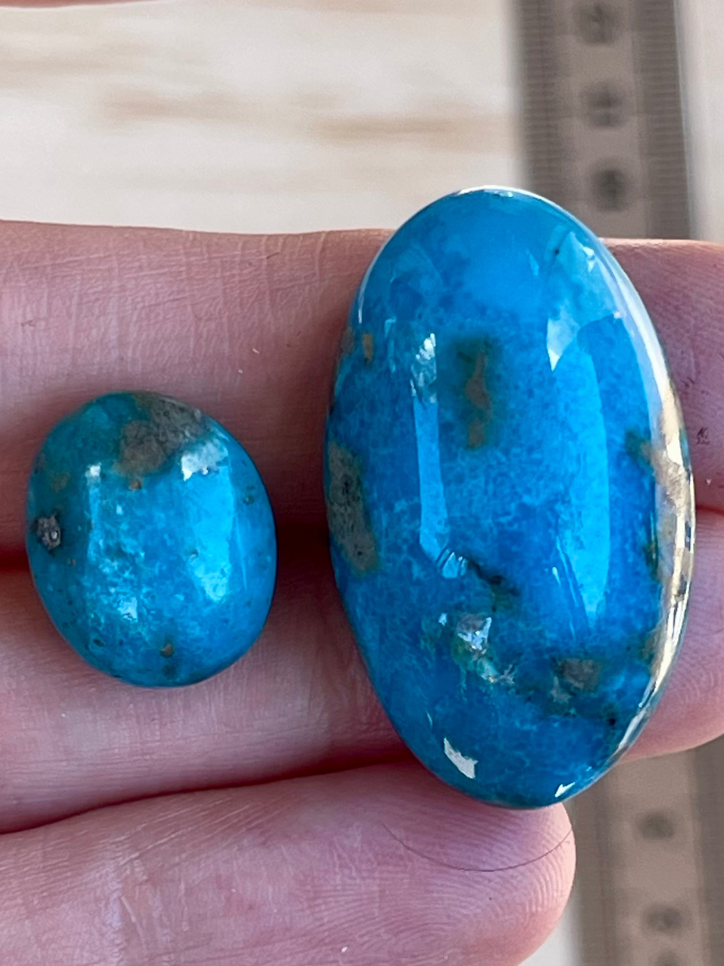 Two Absolutely Amazing Colour Turquoise Stones from Kerman Mine, Iran. (#K37)