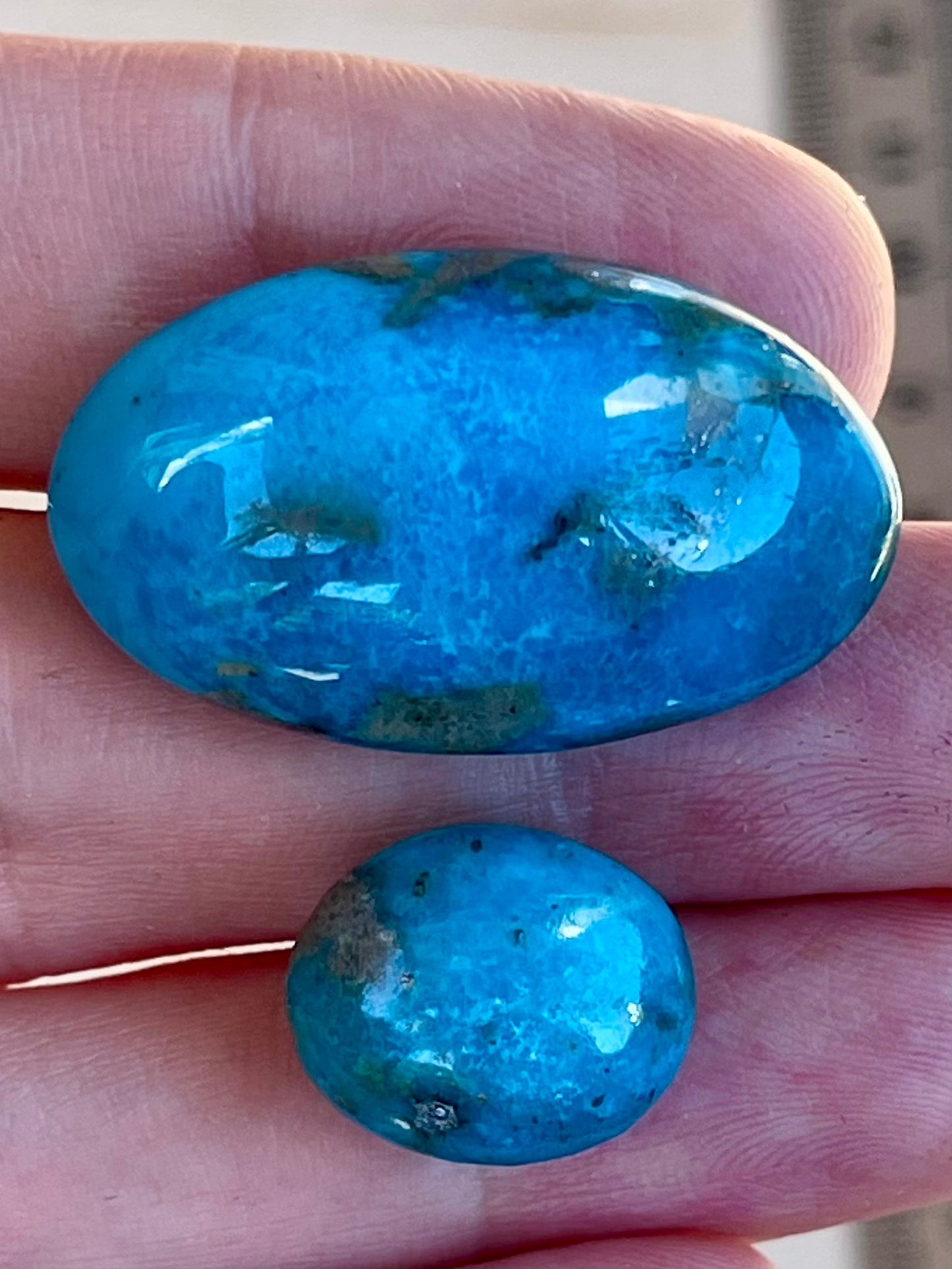Two Absolutely Amazing Colour Turquoise Stones from Kerman Mine, Iran. (#K37)