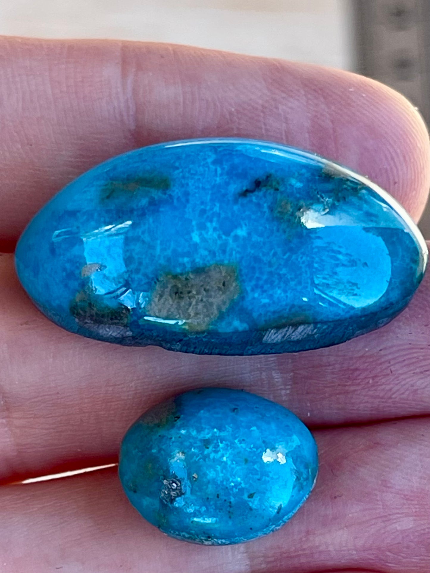 Two Absolutely Amazing Colour Turquoise Stones from Kerman Mine, Iran. (#K37)
