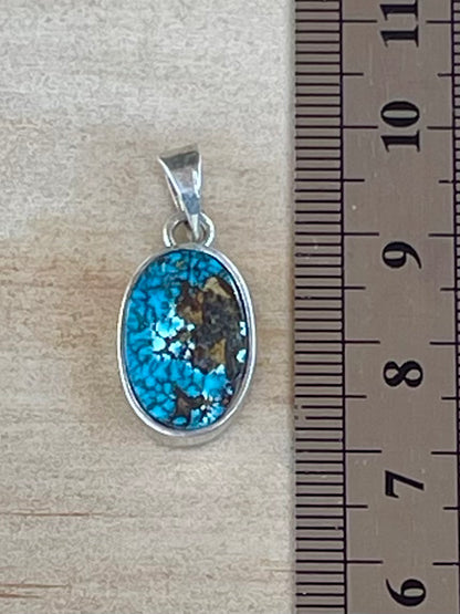 Rare Spiderweb Persian Turquoise Silver Pendant From Neishabour Mine, Iran. Natural, Not-stabilised #P7