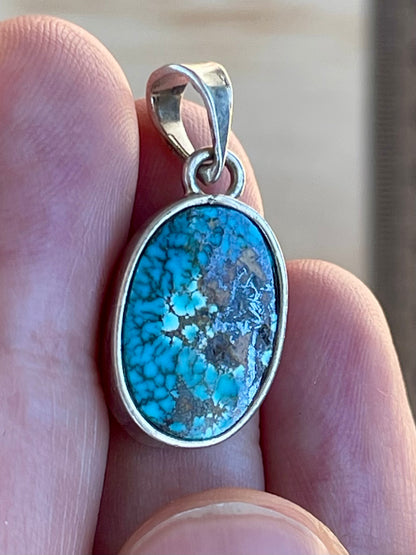 Rare Spiderweb Persian Turquoise Silver Pendant From Neishabour Mine, Iran. Natural, Not-stabilised #P7